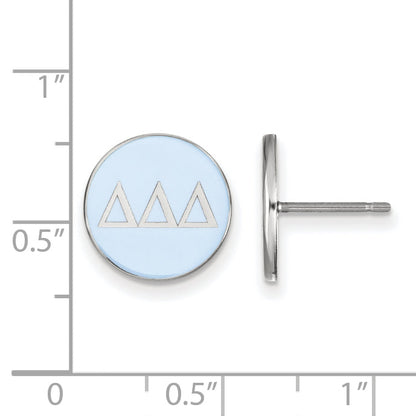 Sterling Silver Rhodium Plated Logoart Delta Sorority Greek Letters Color Enamel Post Earrings