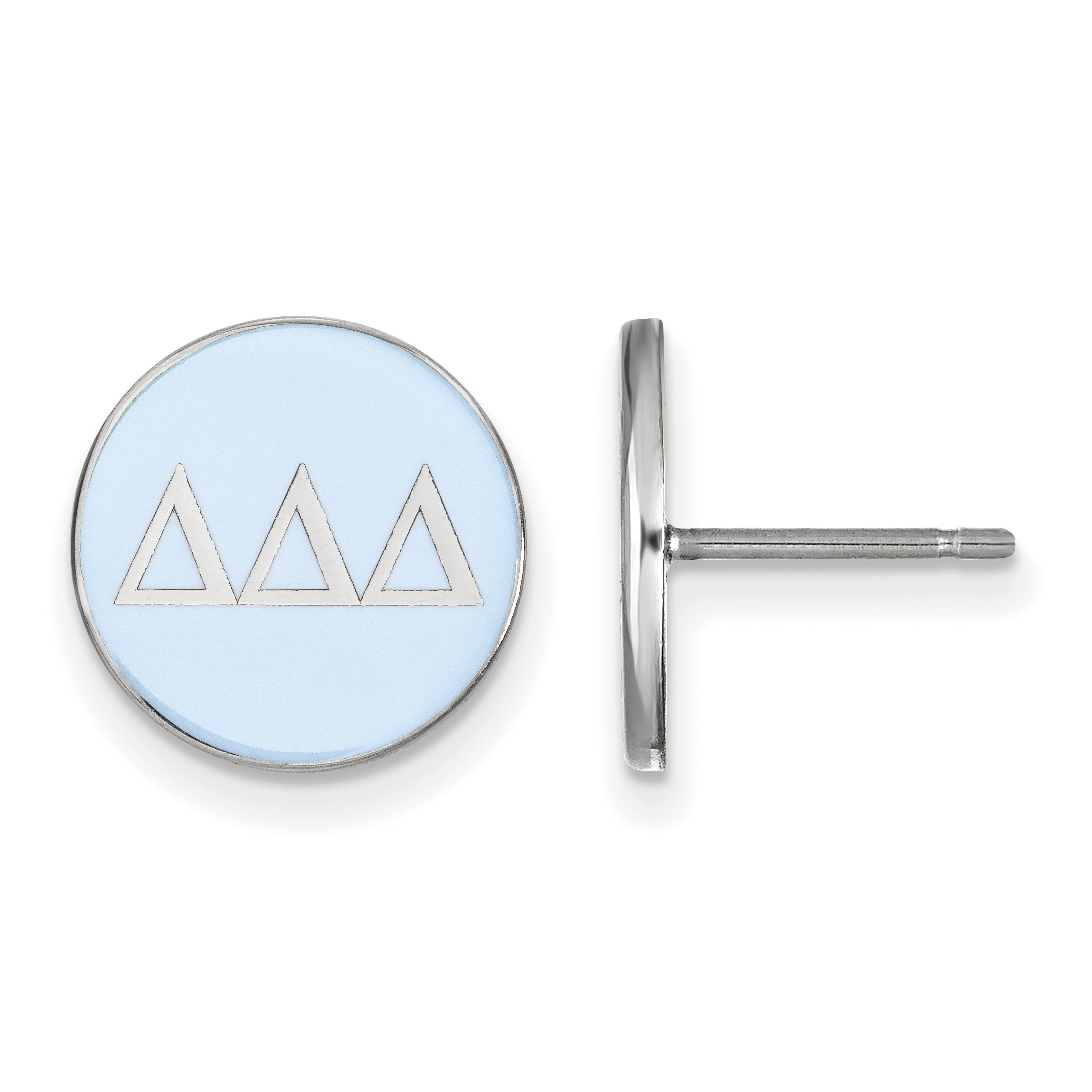 Sterling Silver Rhodium Plated Logoart Delta Sorority Greek Letters Color Enamel Post Earrings
