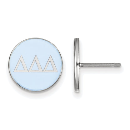 Sterling Silver Rhodium Plated Logoart Delta Sorority Greek Letters Color Enamel Post Earrings