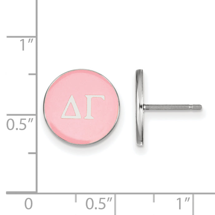 Sterling Silver Rhodium Plated Logoart Delta Gamma Sorority Greek Letters Color Enamel Post Earrings