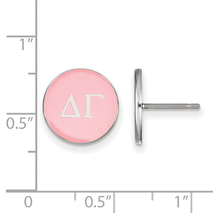 Sterling Silver Rhodium Plated Logoart Delta Gamma Sorority Greek Letters Color Enamel Post Earrings