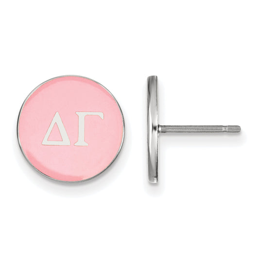 Sterling Silver Rhodium Plated Logoart Delta Gamma Sorority Greek Letters Color Enamel Post Earrings