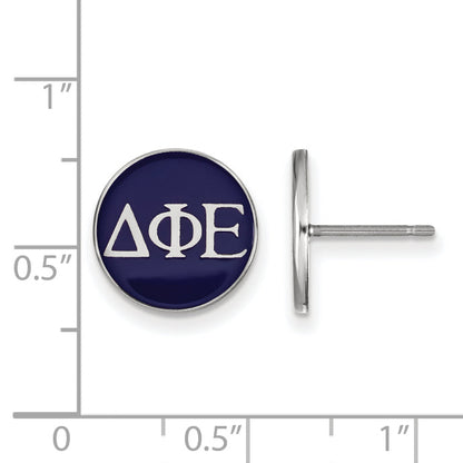 Sterling Silver Rhodium Plated Logoart Delta Phi Epsilon Sorority Greek Letters Color Enamel Post Earrings