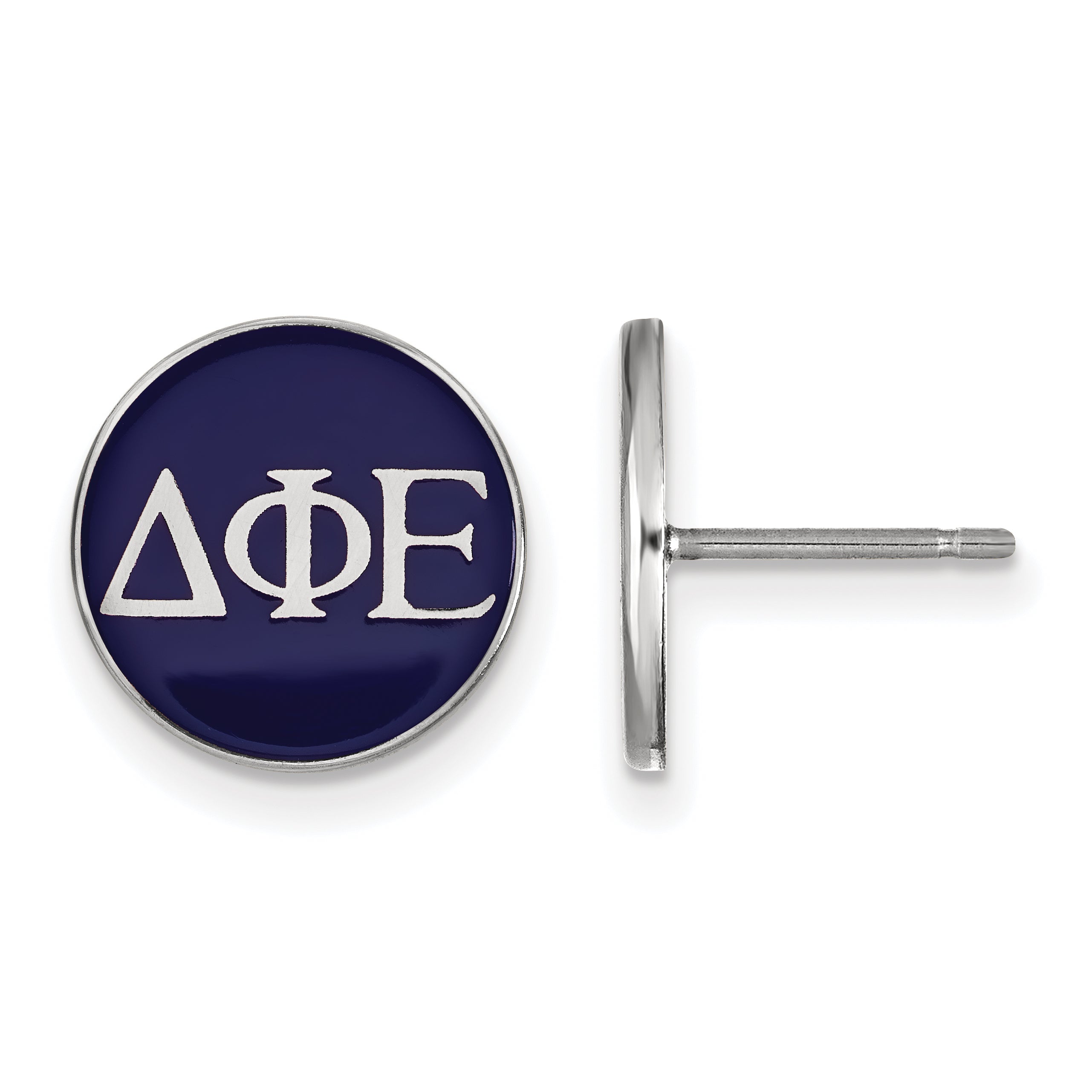 Sterling Silver Rhodium Plated Logoart Delta Phi Epsilon Sorority Greek Letters Color Enamel Post Earrings