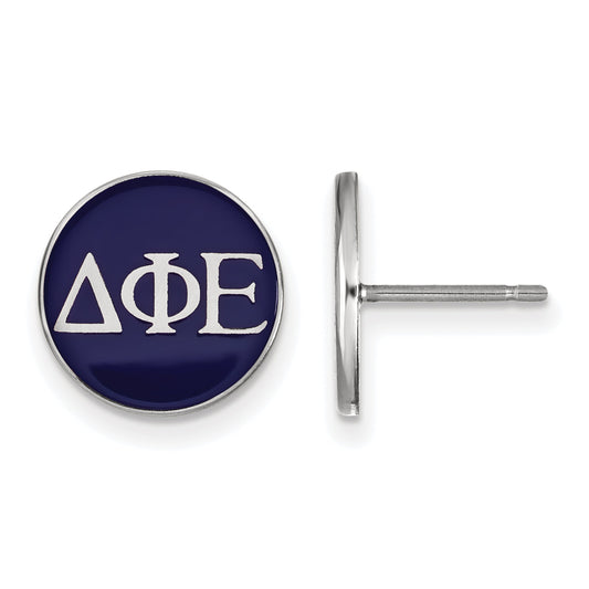 Sterling Silver Rhodium Plated Logoart Delta Phi Epsilon Sorority Greek Letters Color Enamel Post Earrings
