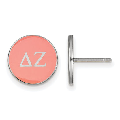 Sterling Silver Rhodium Plated Logoart Delta Zeta Sorority Greek Letters Color Enamel Post Earrings