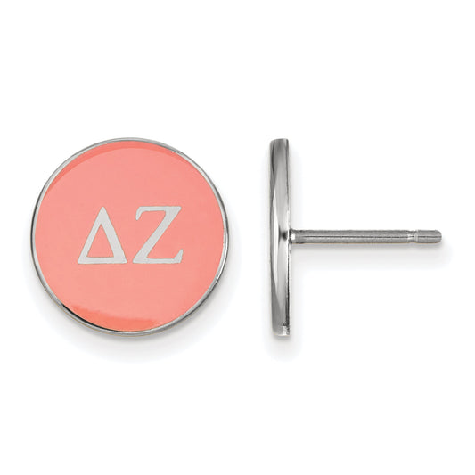 Sterling Silver Rhodium Plated Logoart Delta Zeta Sorority Greek Letters Color Enamel Post Earrings