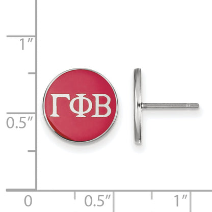 Sterling Silver Rhodium Plated Logoart Gamma Phi Beta Sorority Greek Letters Color Enamel Post Earrings