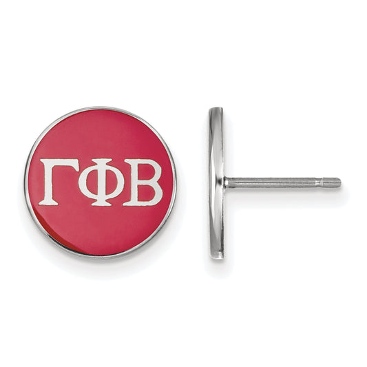Sterling Silver Rhodium Plated Logoart Gamma Phi Beta Sorority Greek Letters Color Enamel Post Earrings