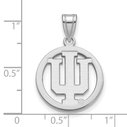 Sterling Silver Rhodium Plated Logoart Indiana University I U Medium Circle Pendant