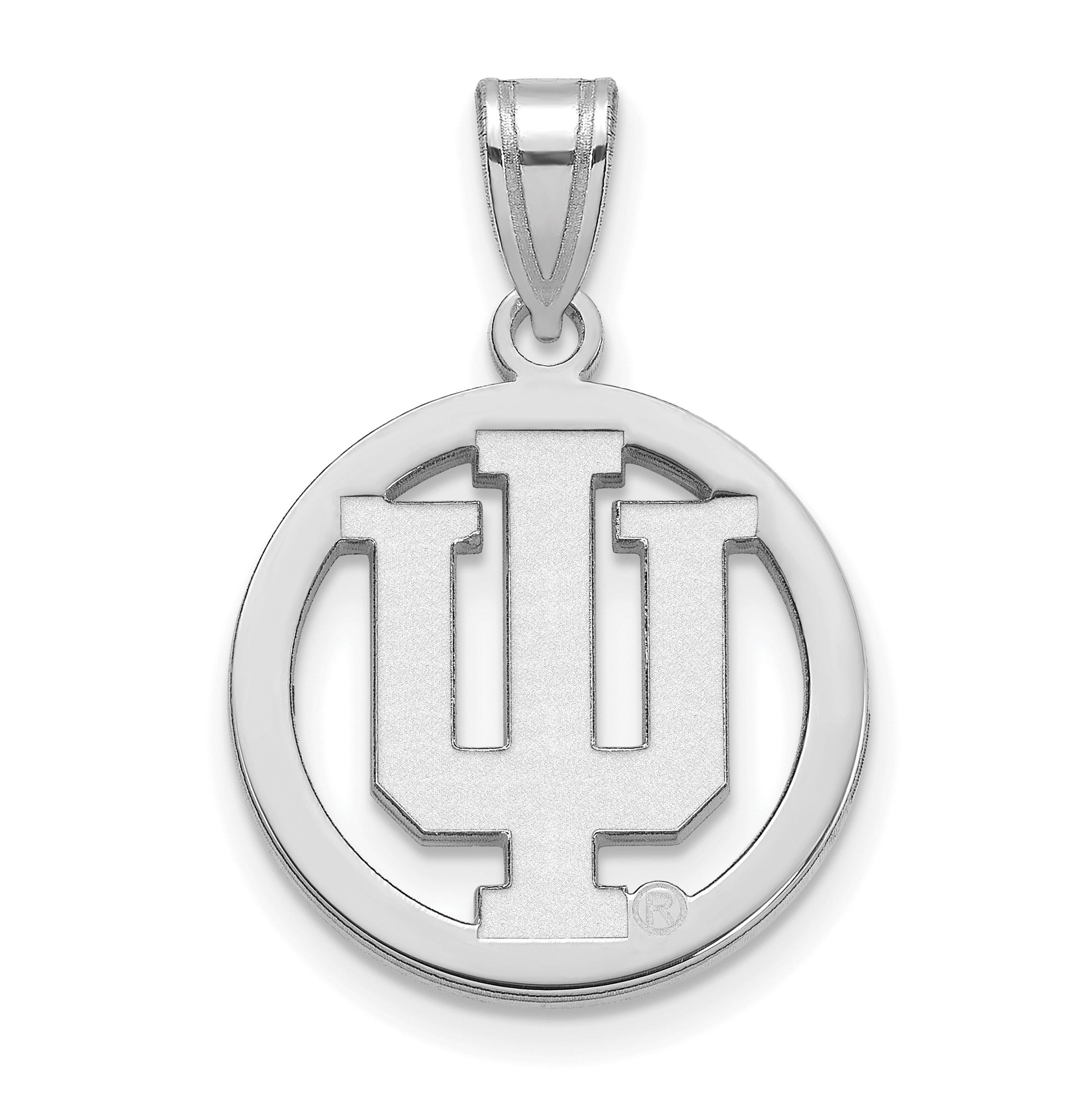 Sterling Silver Rhodium Plated Logoart Indiana University I U Medium Circle Pendant