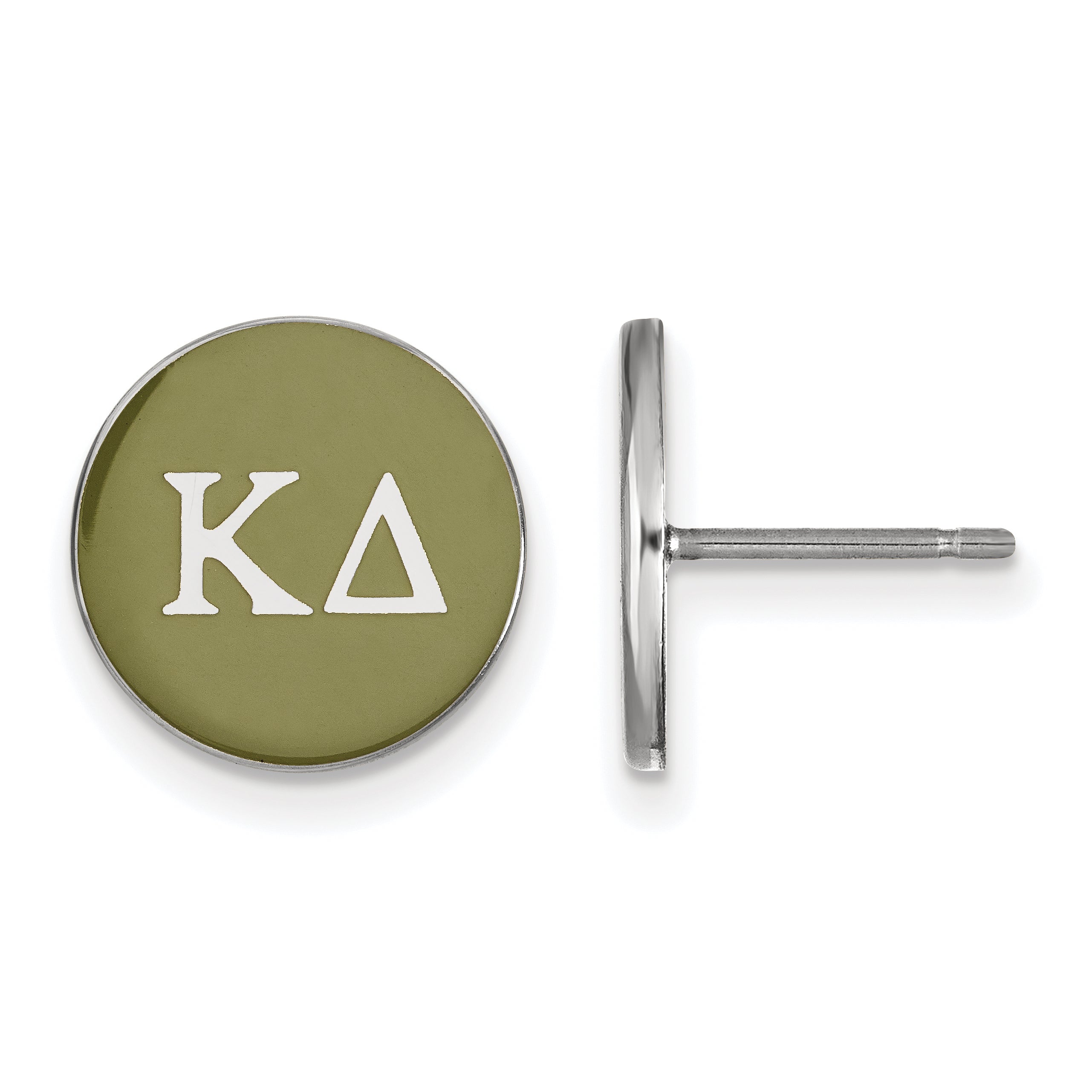 Sterling Silver Rhodium Plated Logoart Kappa Delta Sorority Greek Letters Color Enamel Post Earrings