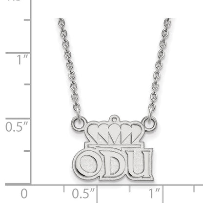 Sterling Silver Rhodium Plated Logoart Old Dominion University O D U Small Pendant 18 Inch Necklace