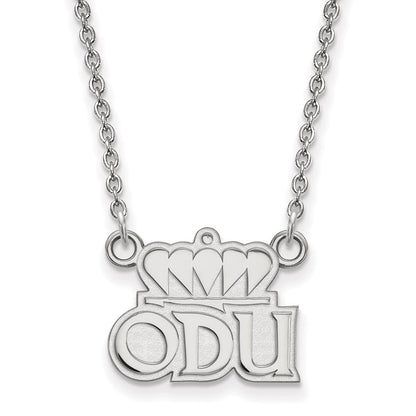 Sterling Silver Rhodium Plated Logoart Old Dominion University O D U Small Pendant 18 Inch Necklace