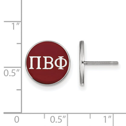 Sterling Silver Rhodium Plated Logoart Pi Beta Phi Sorority Greek Letters Color Enamel Post Earrings