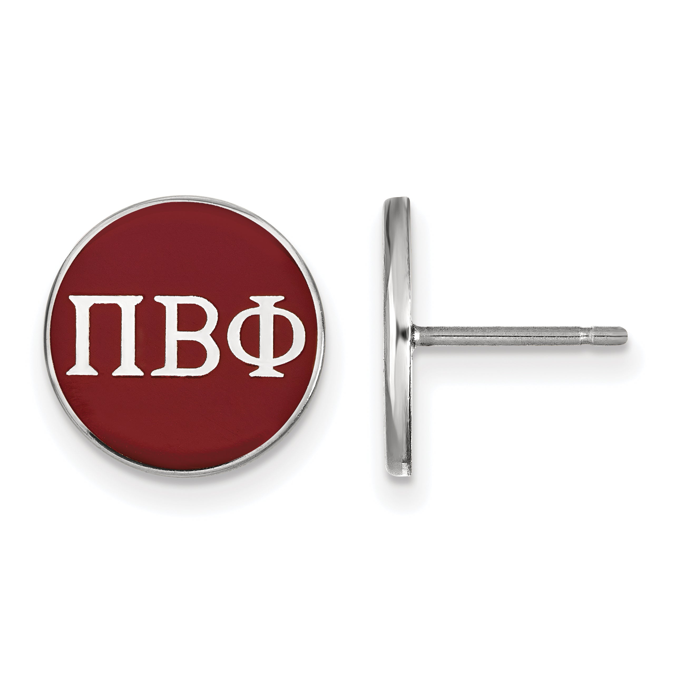 Sterling Silver Rhodium Plated Logoart Pi Beta Phi Sorority Greek Letters Color Enamel Post Earrings