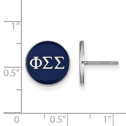 Sterling Silver Rhodium Plated Logoart Phi Sigma Sorority Greek Letters Color Enamel Post Earrings