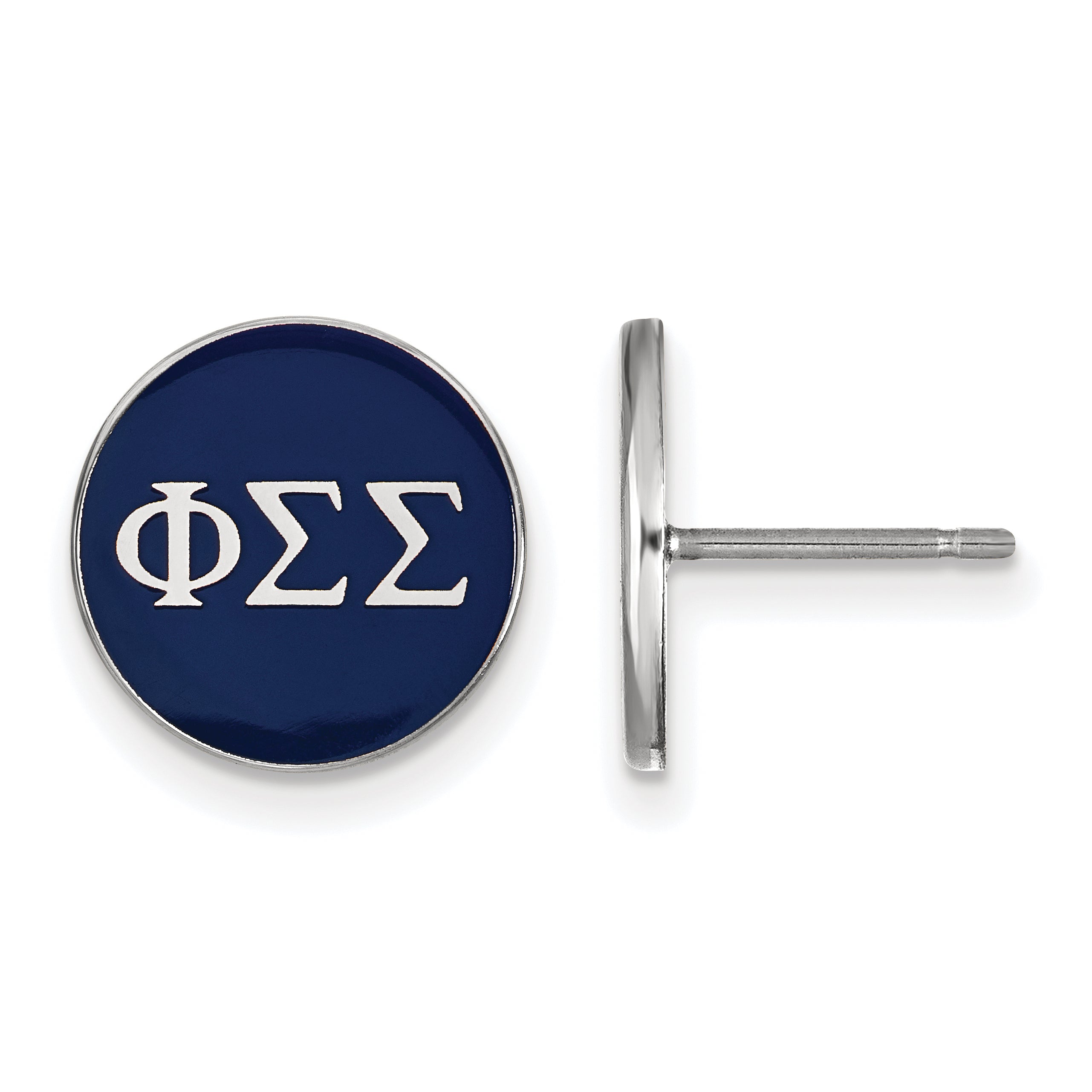 Sterling Silver Rhodium Plated Logoart Phi Sigma Sorority Greek Letters Color Enamel Post Earrings