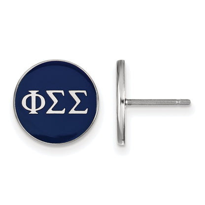 Sterling Silver Rhodium Plated Logoart Phi Sigma Sorority Greek Letters Color Enamel Post Earrings