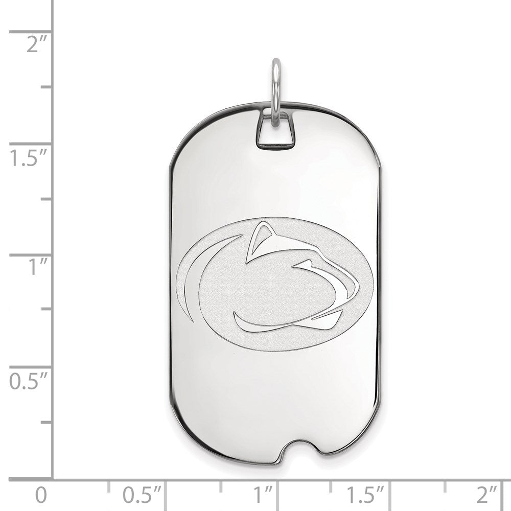 Sterling Silver Rhodium Plated Logoart Penn State University Lion Large Dog Tag Pendant