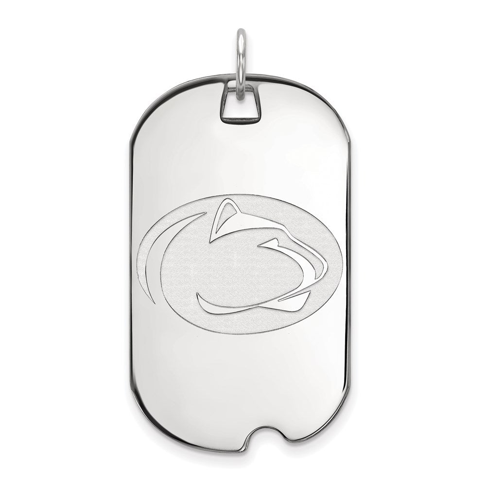 10K White Gold Logoart Penn State University Lion Large Dog Tag Pendant