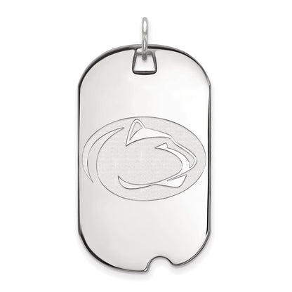 Sterling Silver Rhodium Plated Logoart Penn State University Lion Large Dog Tag Pendant