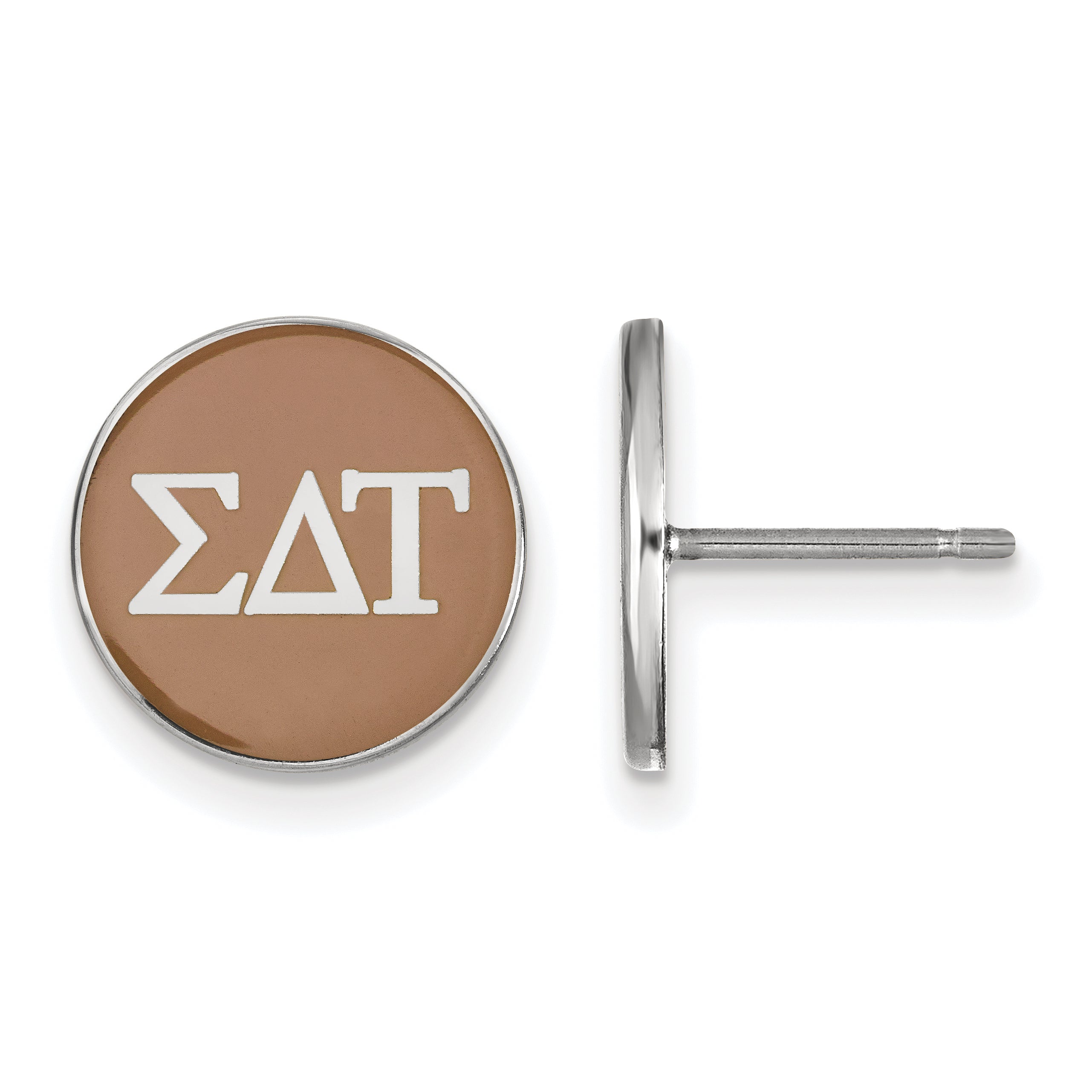 Sterling Silver Rhodium Plated Logoart Sigma Delta Tau Sorority Greek Letters Color Enamel Post Earrings