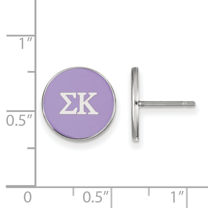 Sterling Silver Rhodium Plated Logoart Sigma Kappa Sorority Greek Letters Color Enamel Post Earrings