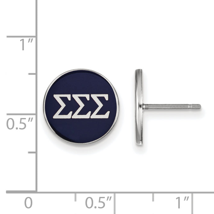Sterling Silver Rhodium Plated Logoart Sigma Sorority Greek Letters Color Enamel Post Earrings