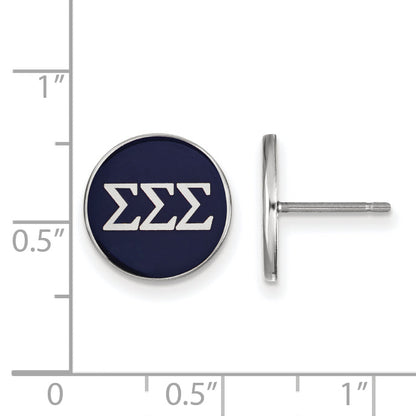 Sterling Silver Rhodium Plated Logoart Sigma Sorority Greek Letters Color Enamel Post Earrings