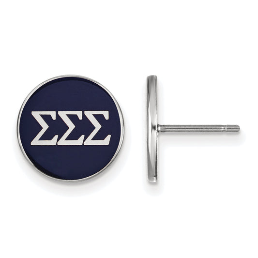 Sterling Silver Rhodium Plated Logoart Sigma Sorority Greek Letters Color Enamel Post Earrings
