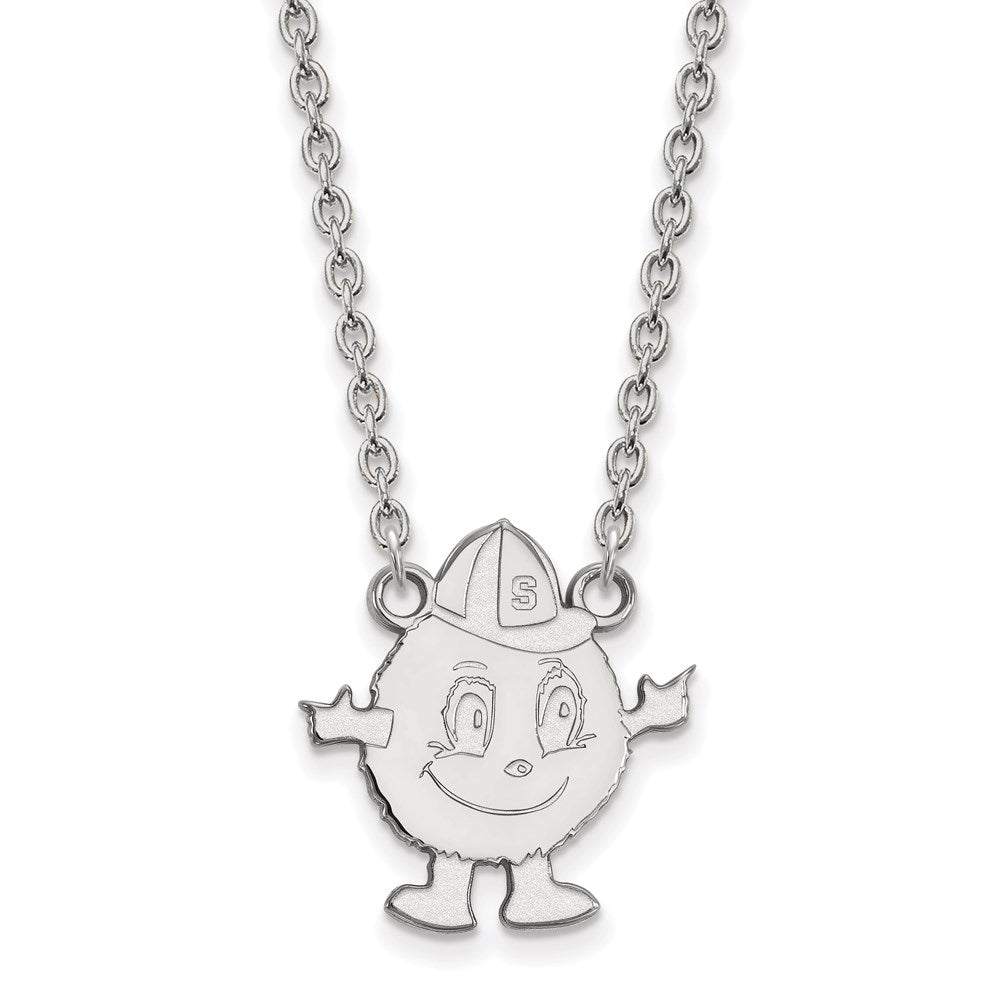 14K White Gold Logoart Syracuse University Mascot Large Pendant 18 Inch Necklace
