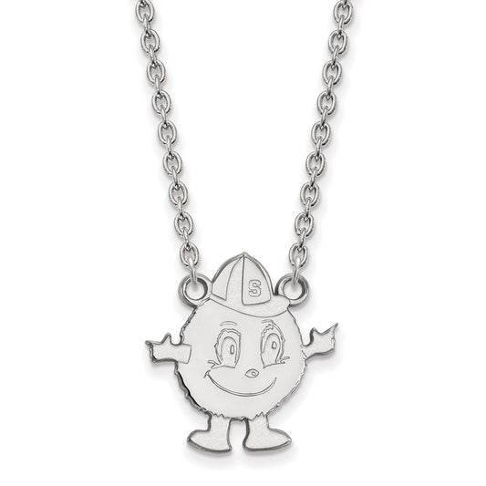 14K White Gold Logoart Syracuse University Mascot Large Pendant 18 Inch Necklace