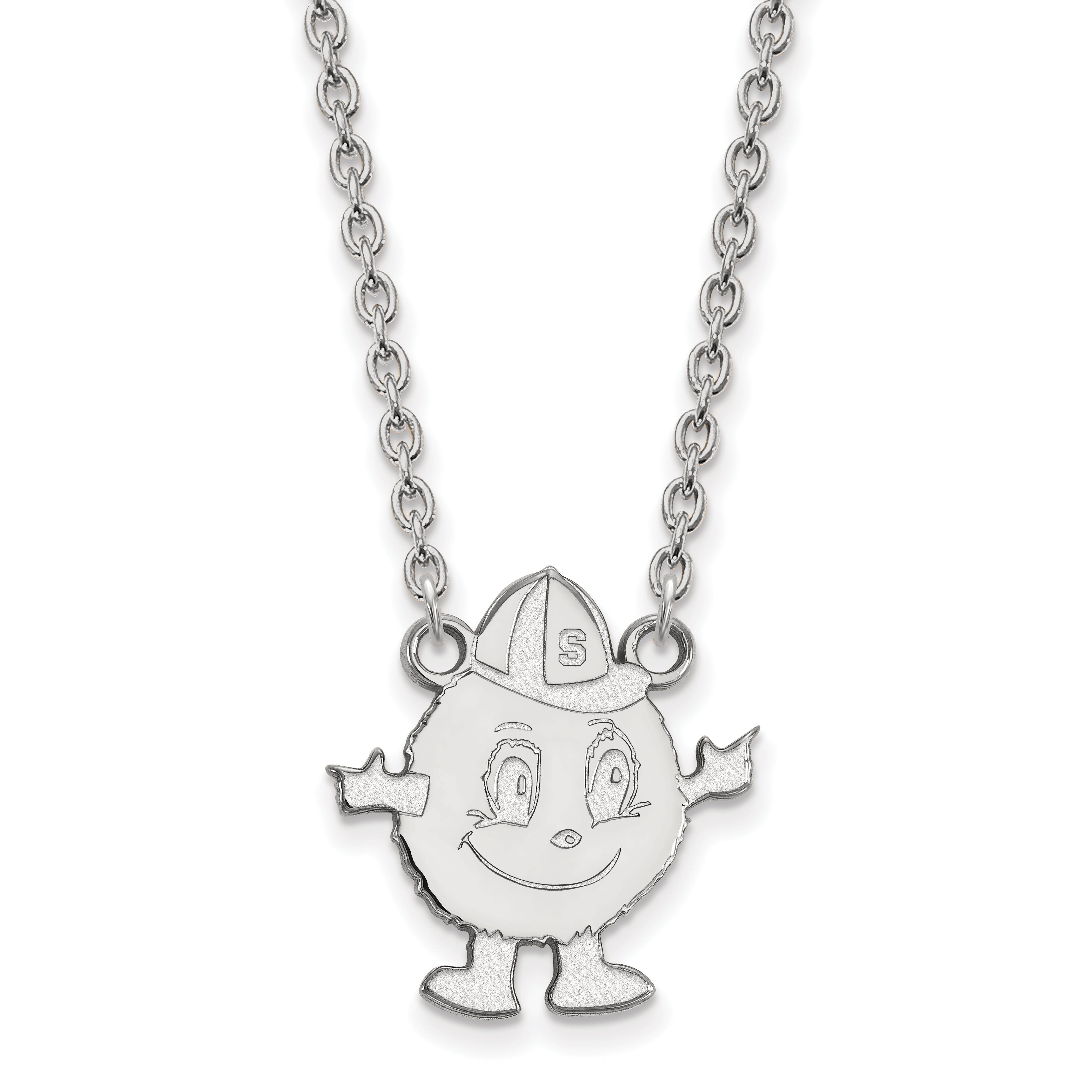 Sterling Silver Rhodium Plated Logoart Syracuse University Mascot Large Pendant 18 Inch Necklace