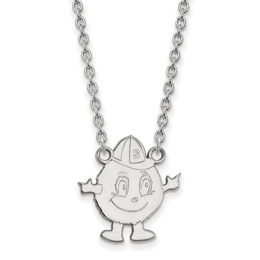 Sterling Silver Rhodium Plated Logoart Syracuse University Mascot Large Pendant 18 Inch Necklace