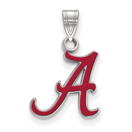 Sterling Silver Rhodium Plated Logoart University Of Alabama Letter A Small Enameled Pendant