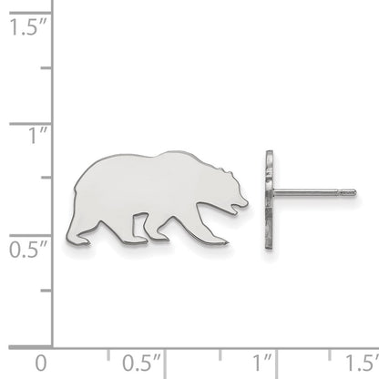 14K White Gold Logoart University Of California Berkeley Bear Small Post Earrings