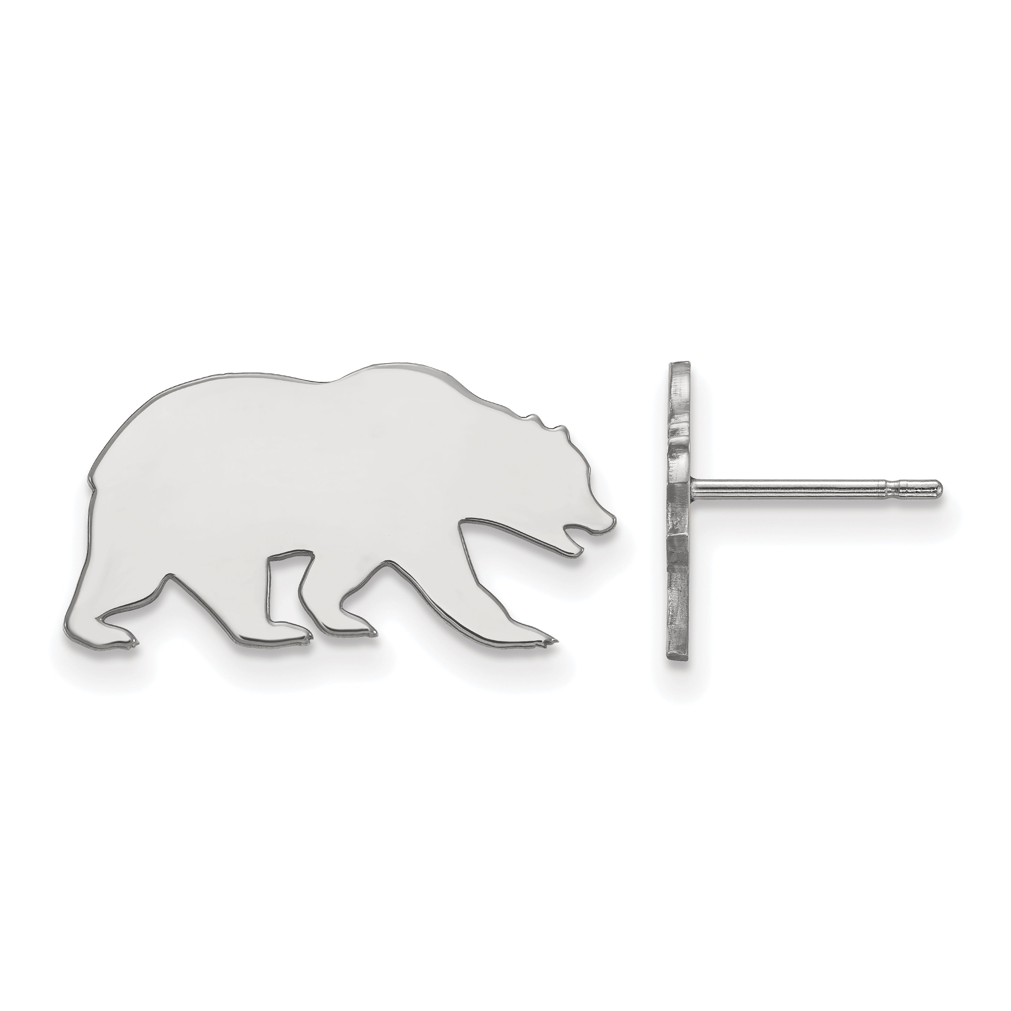 Sterling Silver Rhodium Plated Logoart University Of California Berkeley Bear Small Post Earrings