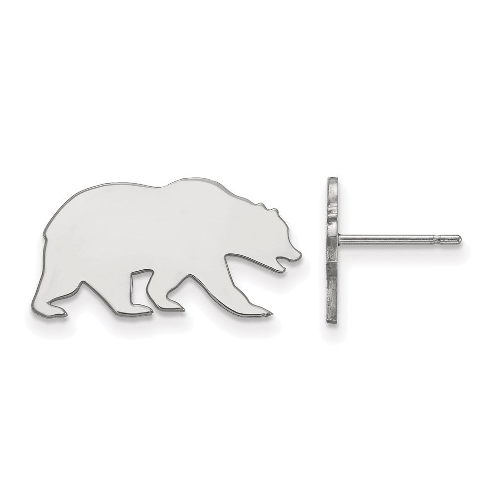 14K White Gold Logoart University Of California Berkeley Bear Small Post Earrings