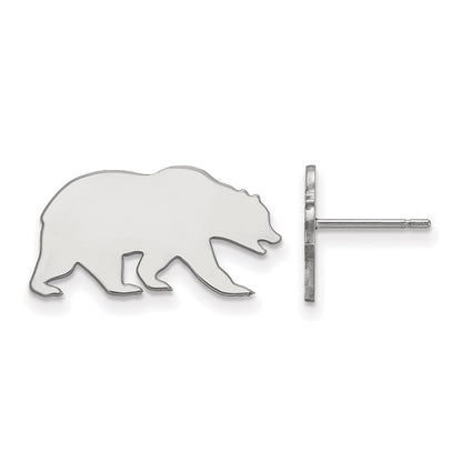 14K White Gold Logoart University Of California Berkeley Bear Small Post Earrings