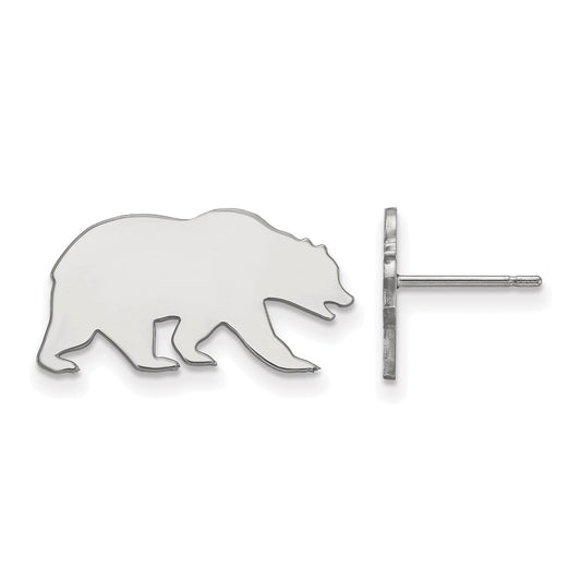 14K White Gold Logoart University Of California Berkeley Bear Small Post Earrings