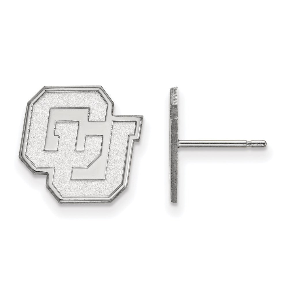 10K White Gold Logoart University Of Colorado C U Small Post Earrings
