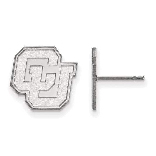 10K White Gold Logoart University Of Colorado C U Small Post Earrings