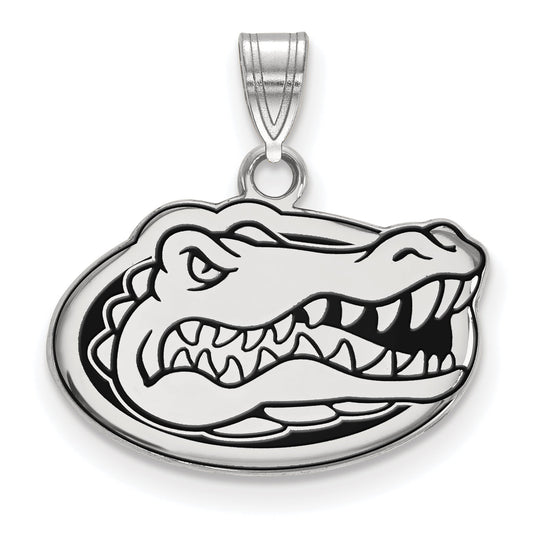 Sterling Silver Rhodium Plated Logoart University Of Florida Gator Small Enameled Pendant
