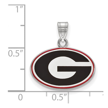Sterling Silver Rhodium Plated Logoart University Of Georgia Letter G Small Enameled Pendant