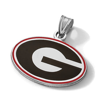 Sterling Silver Rhodium Plated Logoart University Of Georgia Letter G Small Enameled Pendant