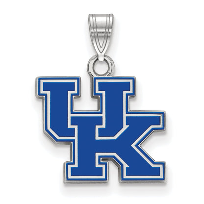 Sterling Silver Rhodium Plated Logoart University Of Kentucky U K Small Enameled Pendant