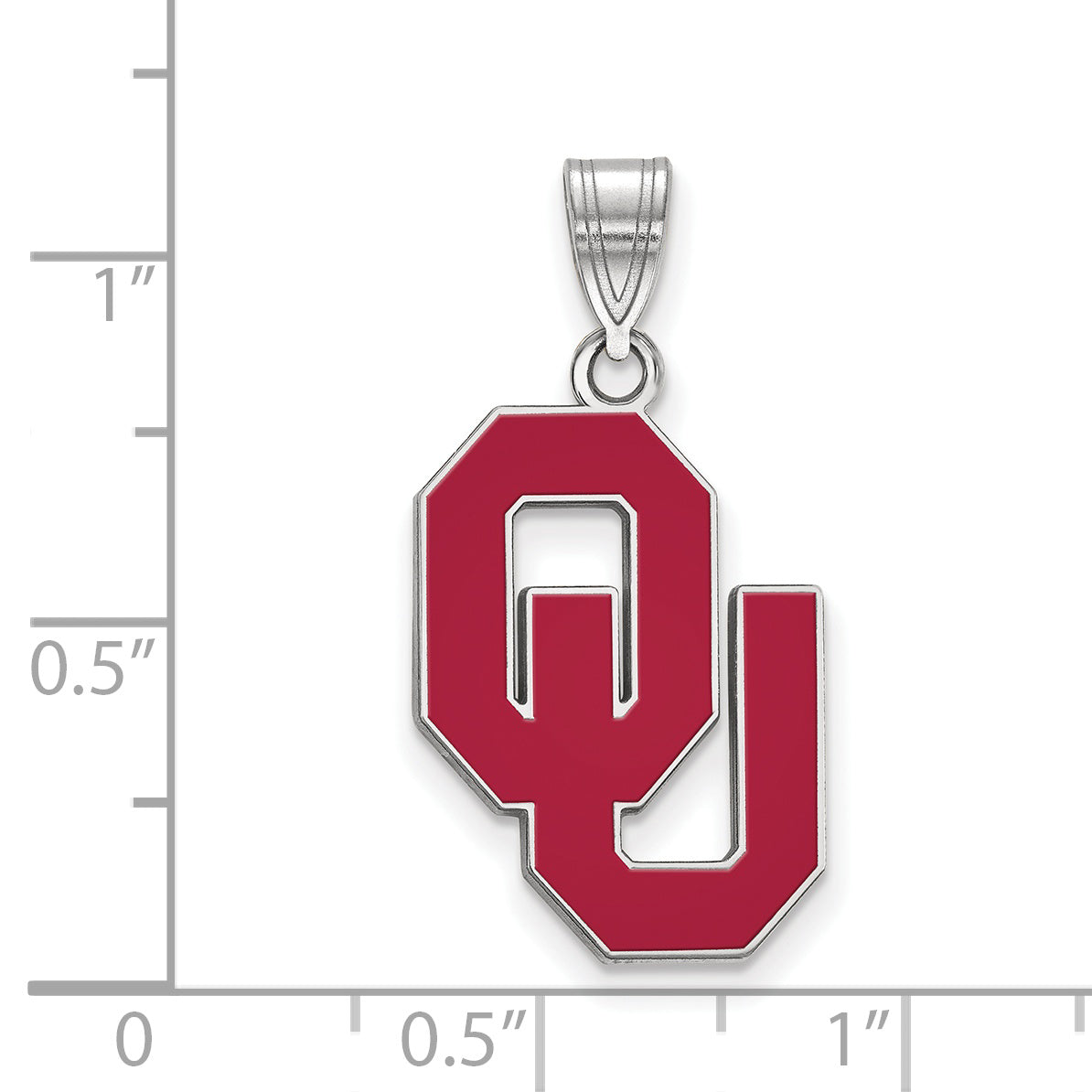 Sterling Silver Rhodium Plated Logoart University Of Oklahoma O U Large Enameled Pendant