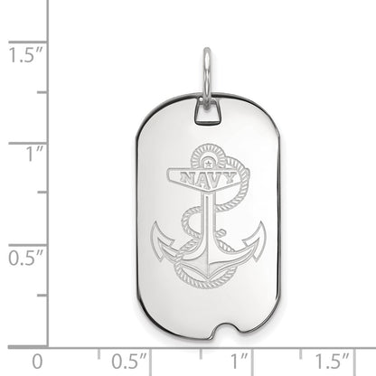 10K White Gold Logoart Us Naval Academy Anchor Small Dog Tag Pendant
