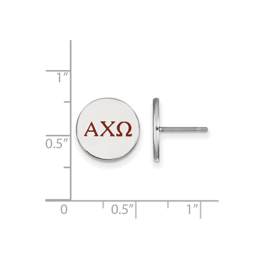 Sterling Silver Rhodium Plated Logoart Alpha Chi Omega Sorority Greek Letters Color Enamel Post Earrings